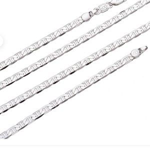 White Gold Filled/Rhodium 3mm FlatFigaro 17" chain